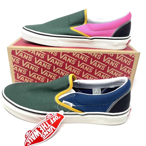 Vans Classic Slip-On Varsity VN0A4BV3V9H Mens Size 10.5 NEW Multi color Green - Picture 2 of 9